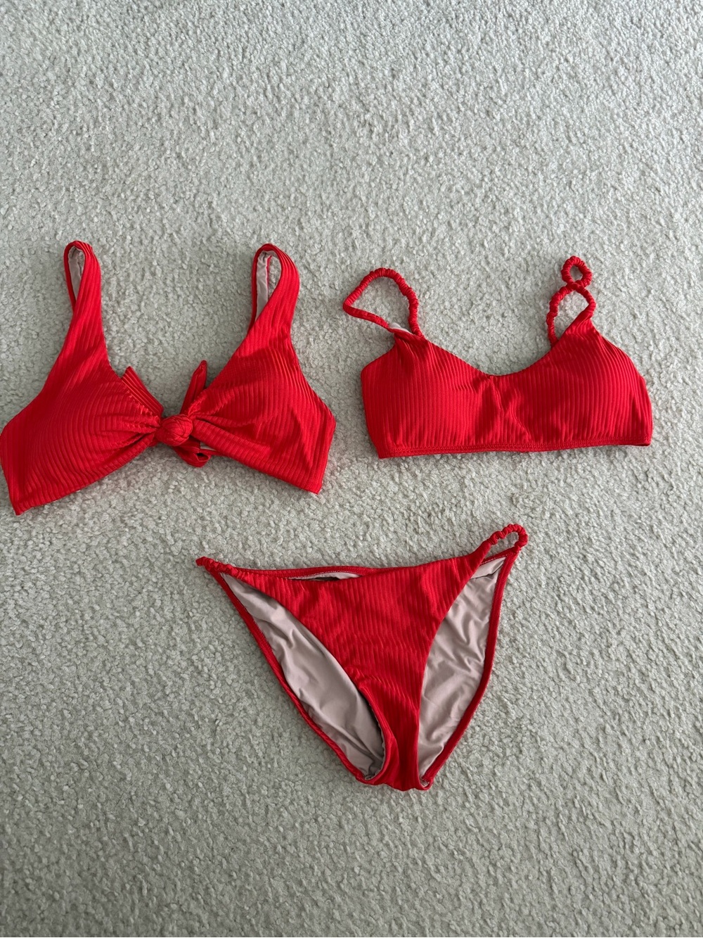 PQ Swim Red Ribbed Bikini Set - Picture 1 of 7